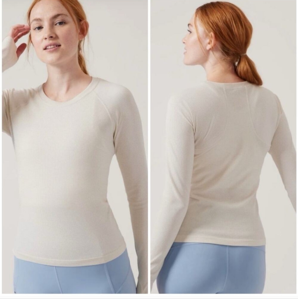 Athleta Cream Sparkle Momentum Seamless Top
